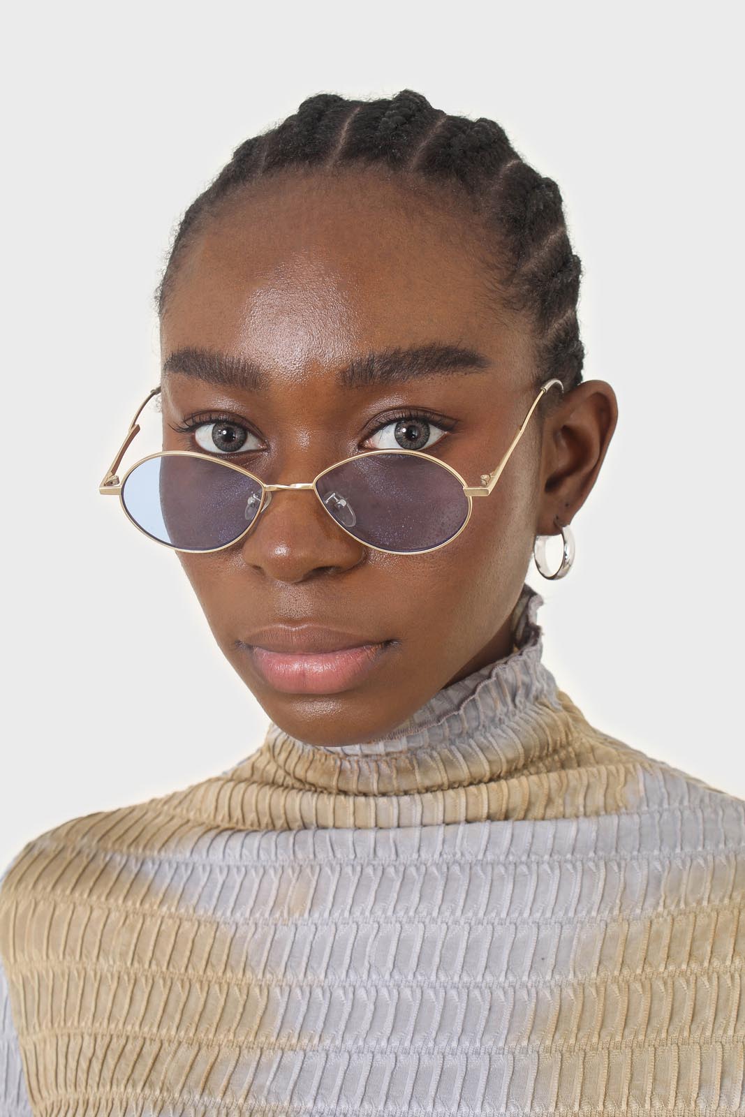 Blue and gold lined dragonfly sunglasses
