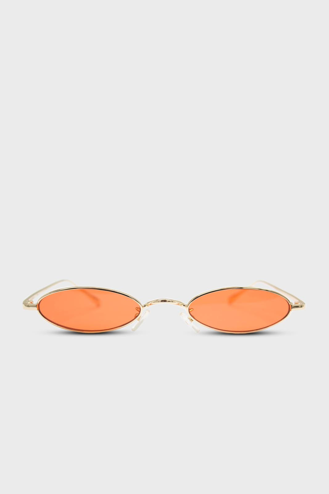 Red and gold lined slim oval sunglasses
