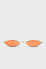 Red and gold lined slim oval sunglasses