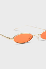 Red and gold lined slim oval sunglasses
