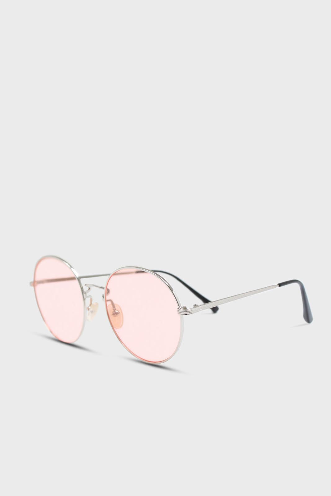 Pale pink and gold lined round sunglasses