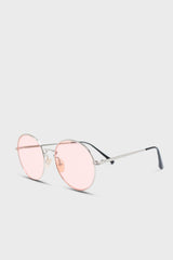 Pale pink and gold lined round sunglasses