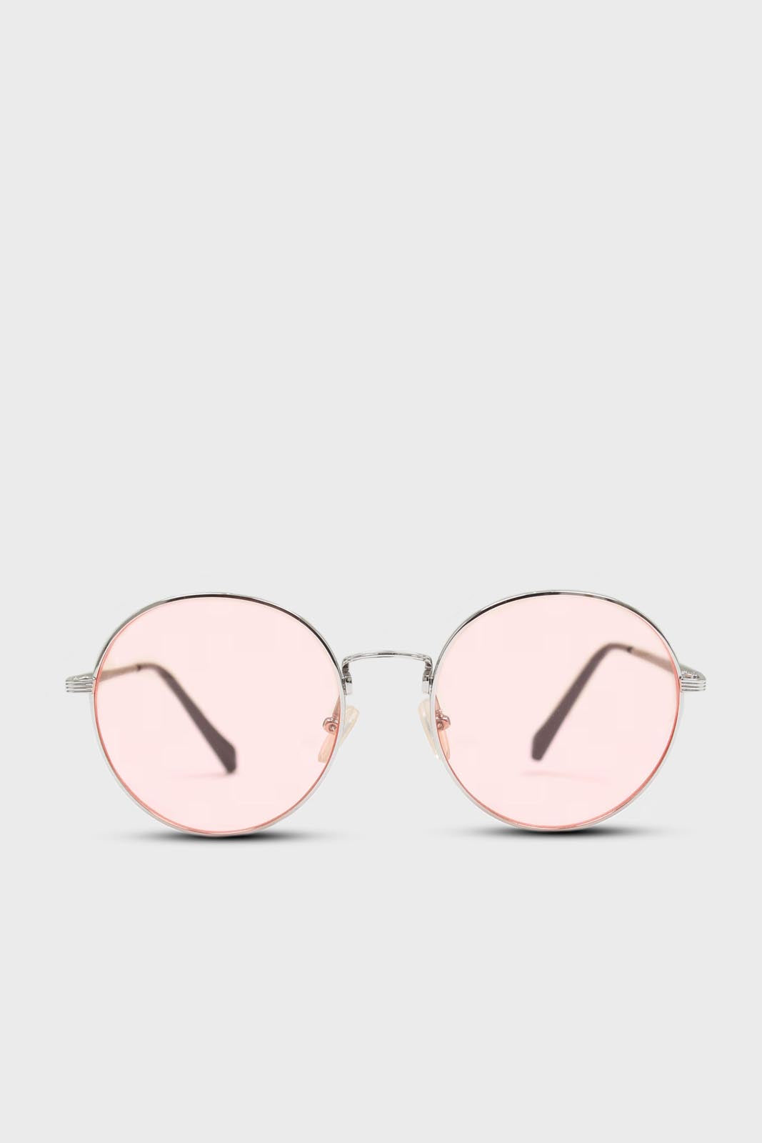 Pale pink and gold lined round sunglasses