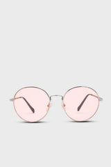 Pale pink and gold lined round sunglasses
