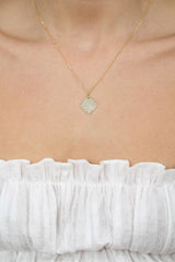 Charm necklace - Gold hammered square pendant