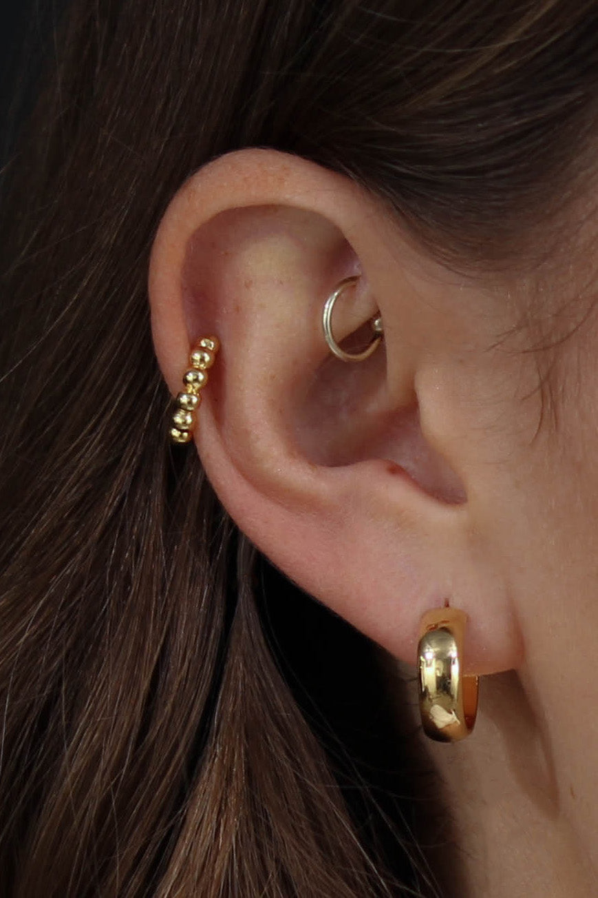 Gold thick hoop glossy earrings - 15mm