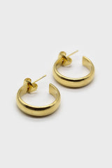 Gold thick hoop glossy earrings - 19mm