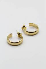 Gold thick hoop glossy earrings - 19mm