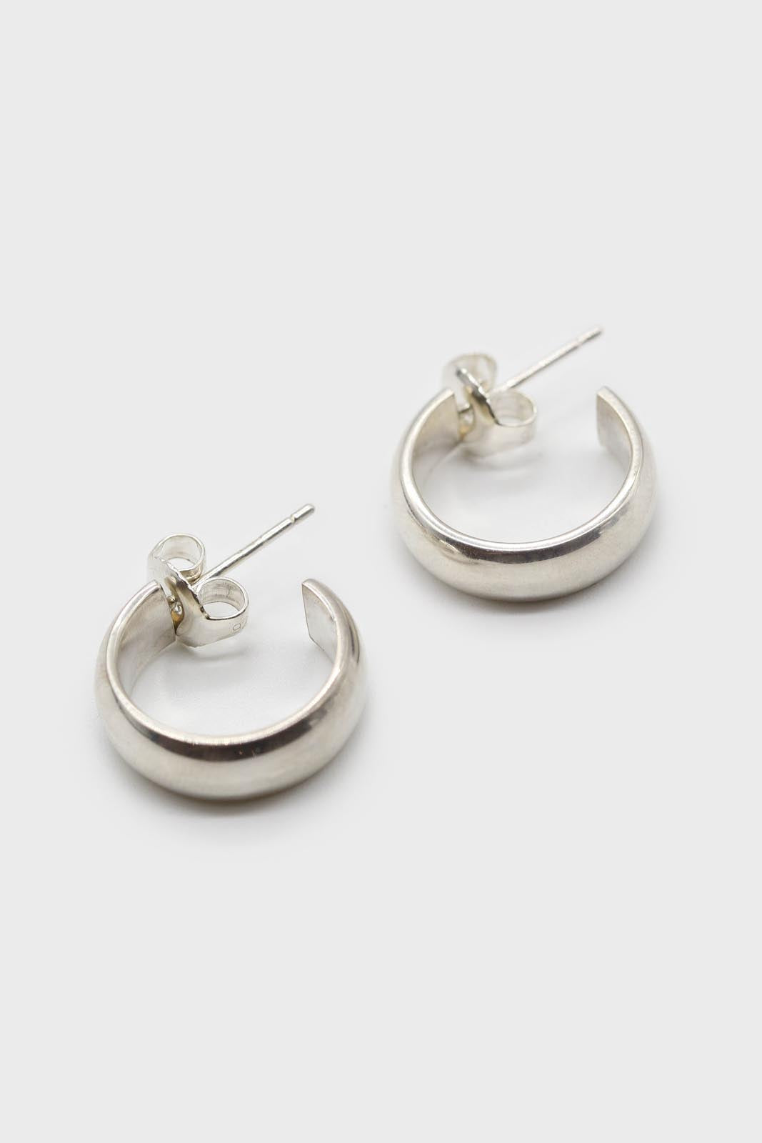 Silver thick hoop glossy earrings - 15mm