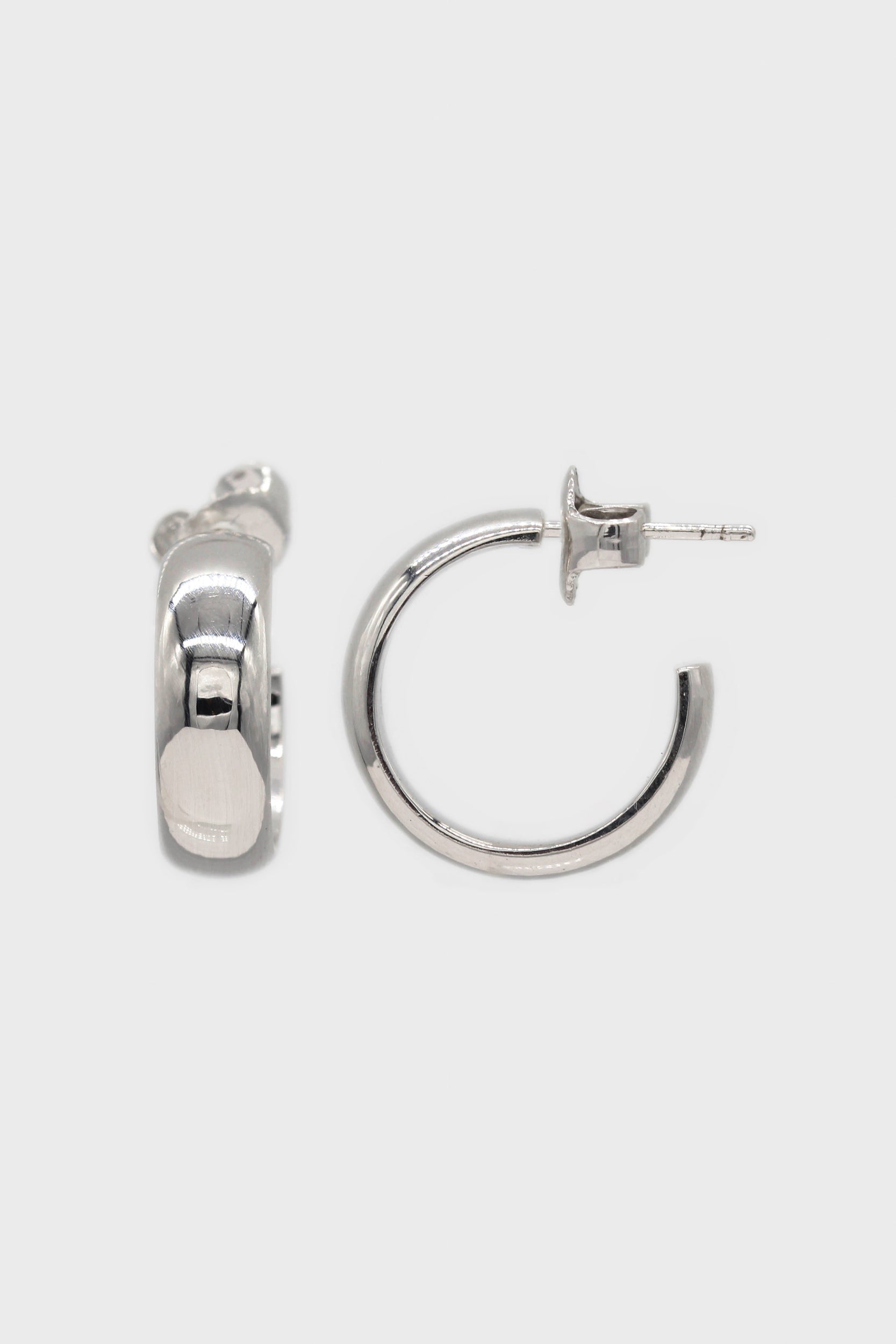 Silver thick hoop glossy earrings - 15mm