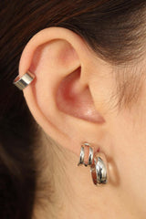 Silver thick hoop glossy earrings - 15mm