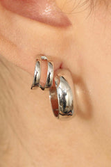 Silver thick hoop glossy earrings - 15mm