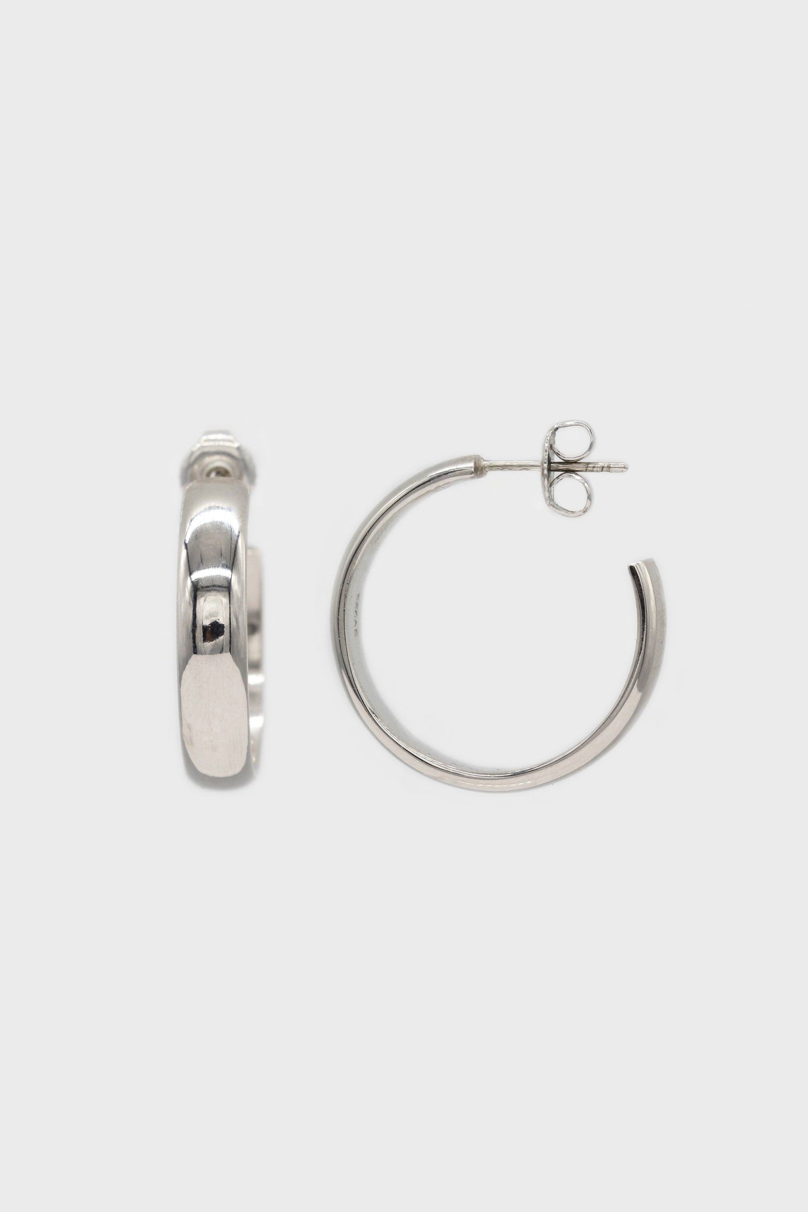 Silver thick hoop glossy earrings - 25mm