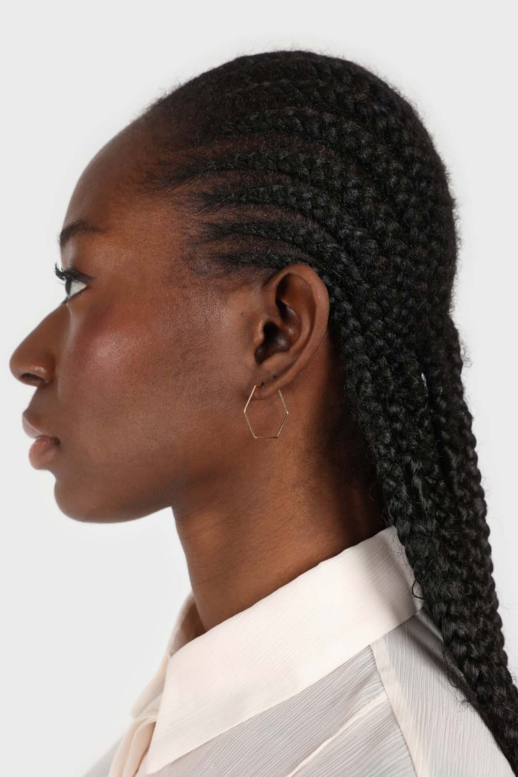Gold large hexagon earrings