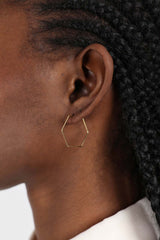 Gold large hexagon earrings