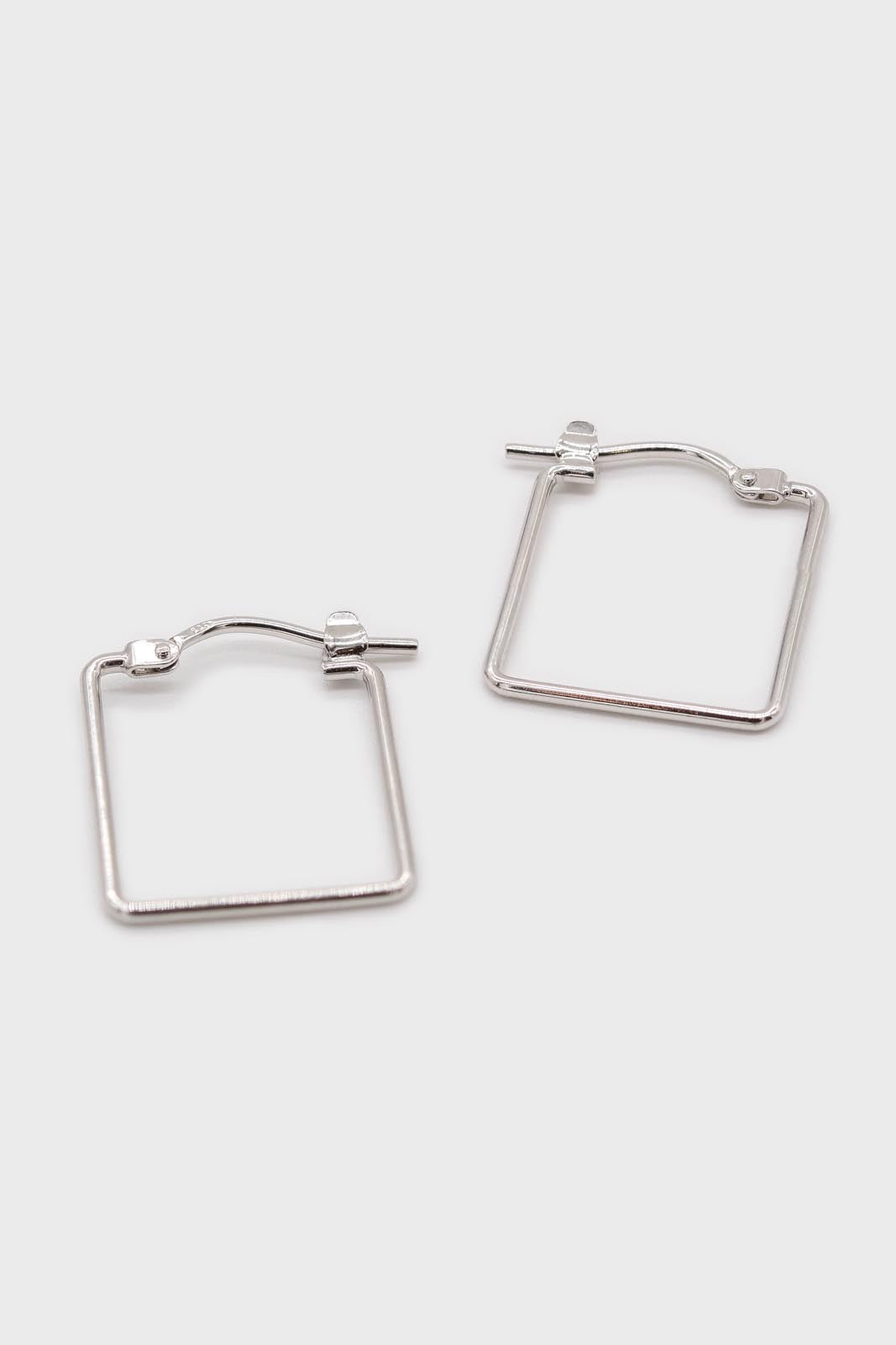 Silver small square earrings