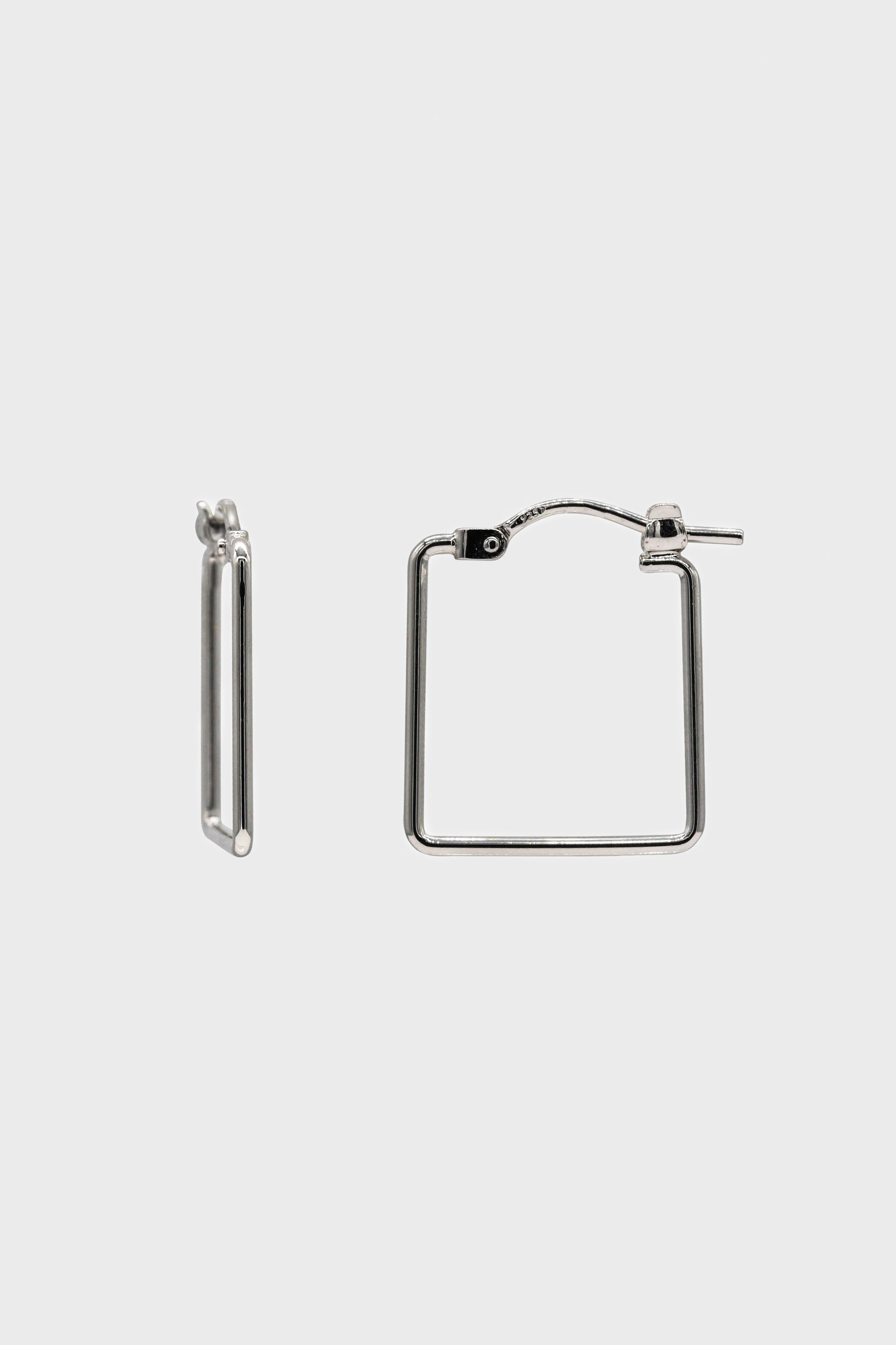Silver small square earrings