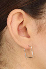 Silver small square earrings