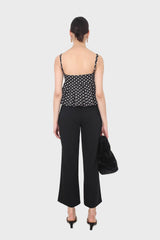 Black and white polka dot spaghetti strap tank