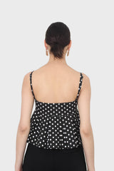 Black and white polka dot spaghetti strap tank
