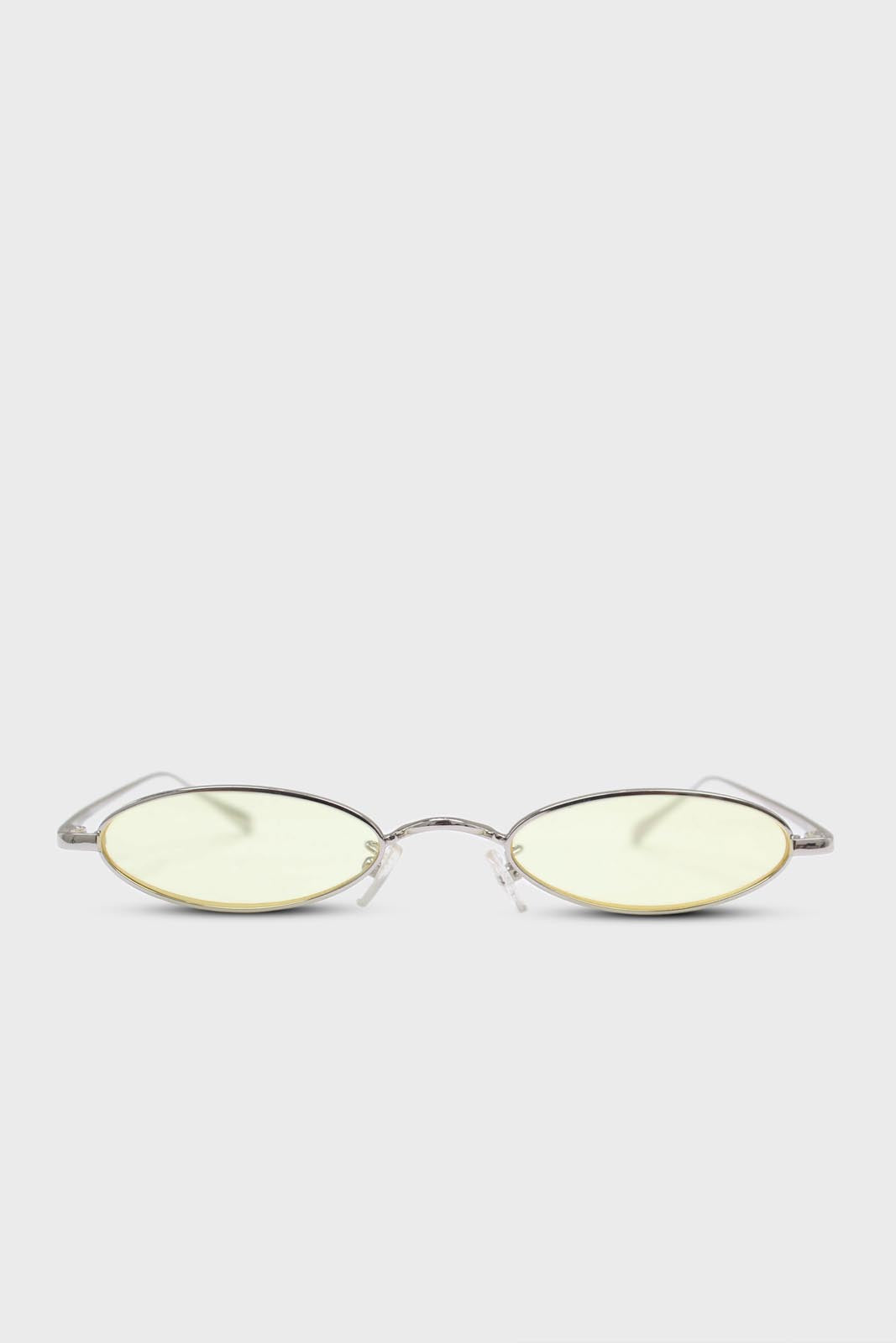 Yellow and silver lined slim oval sunglasses