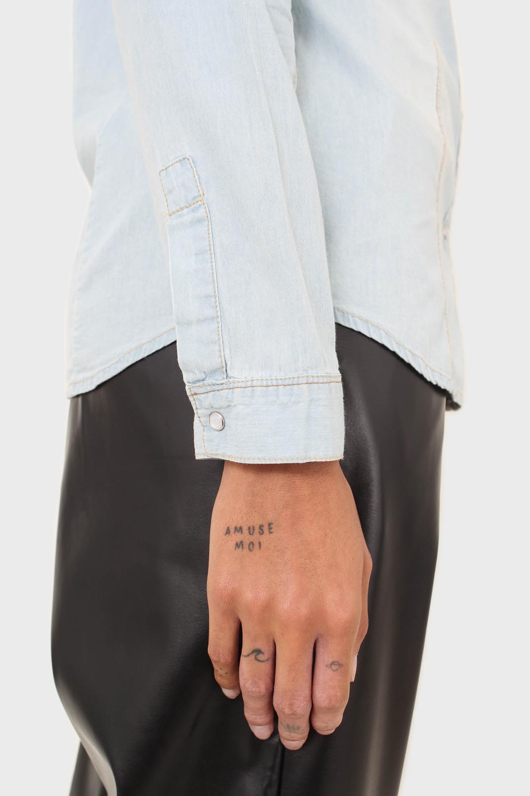 Light blue chest pocket denim shirt