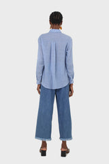 Blue loose fit soft linen shirt