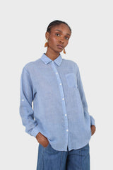 Blue loose fit soft linen shirt