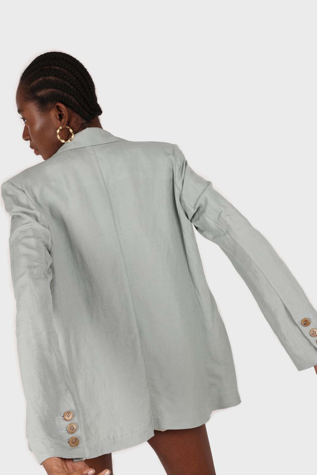 Mint soft oversized linen blazer