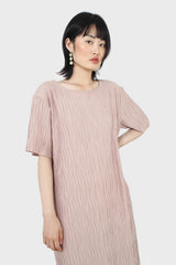 Dusty pink wrinkle tunic maxi dress