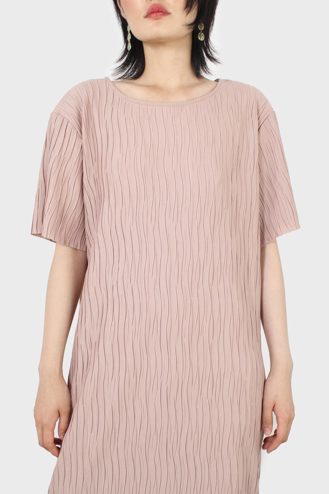 Dusty pink wrinkle tunic maxi dress