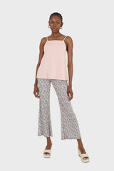 Pink tie back ribbed thin strap tank