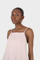 Pink tie back ribbed thin strap tank