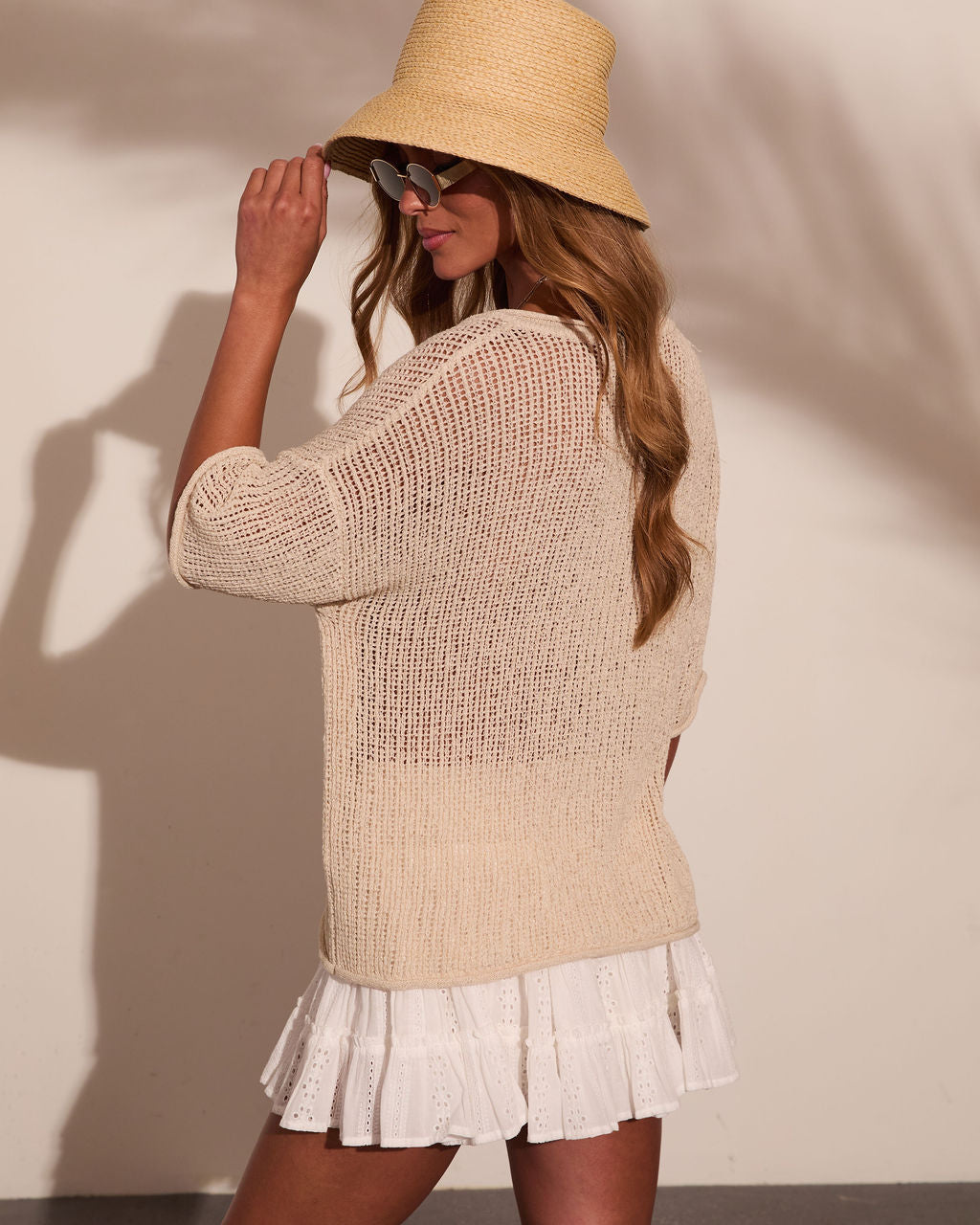 Sand Shell Open Knit Sweater