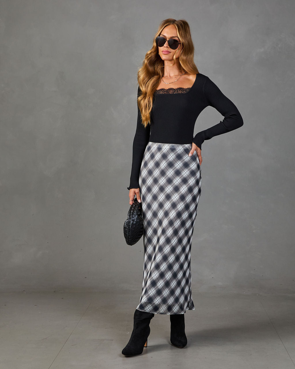 Keepsake Lane Plaid Midi Skirt