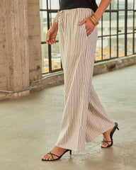 Living Softly Striped Linen Blend Drawstring Pants