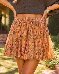 Garden Walk Pleated Floral Mini Skirt