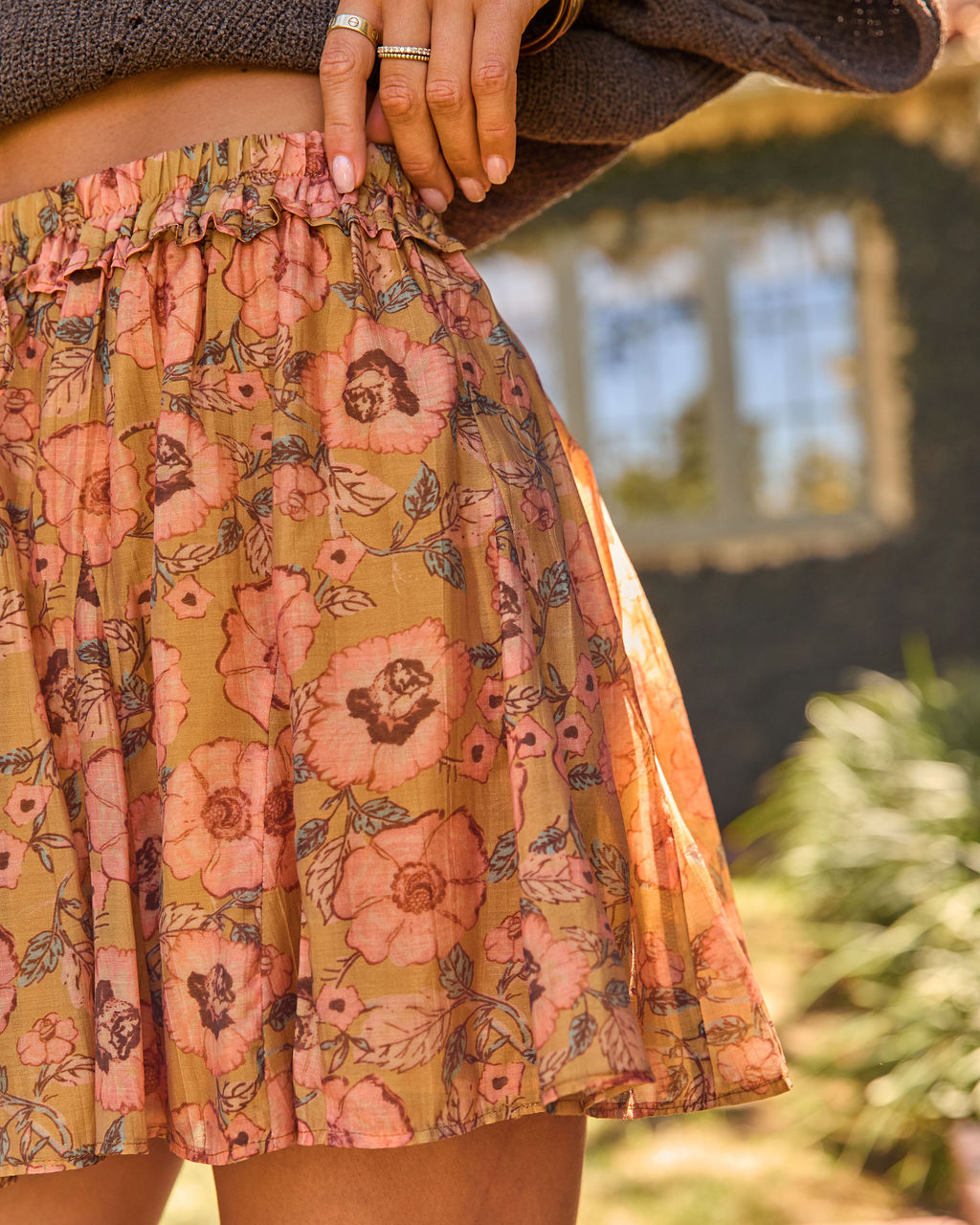 Garden Walk Pleated Floral Mini Skirt