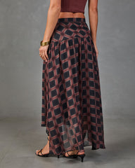Prep Season Plaid Chiffon High Low Midi Skirt