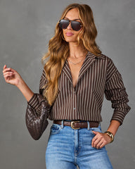 Weekend Morning Striped Button Down Top