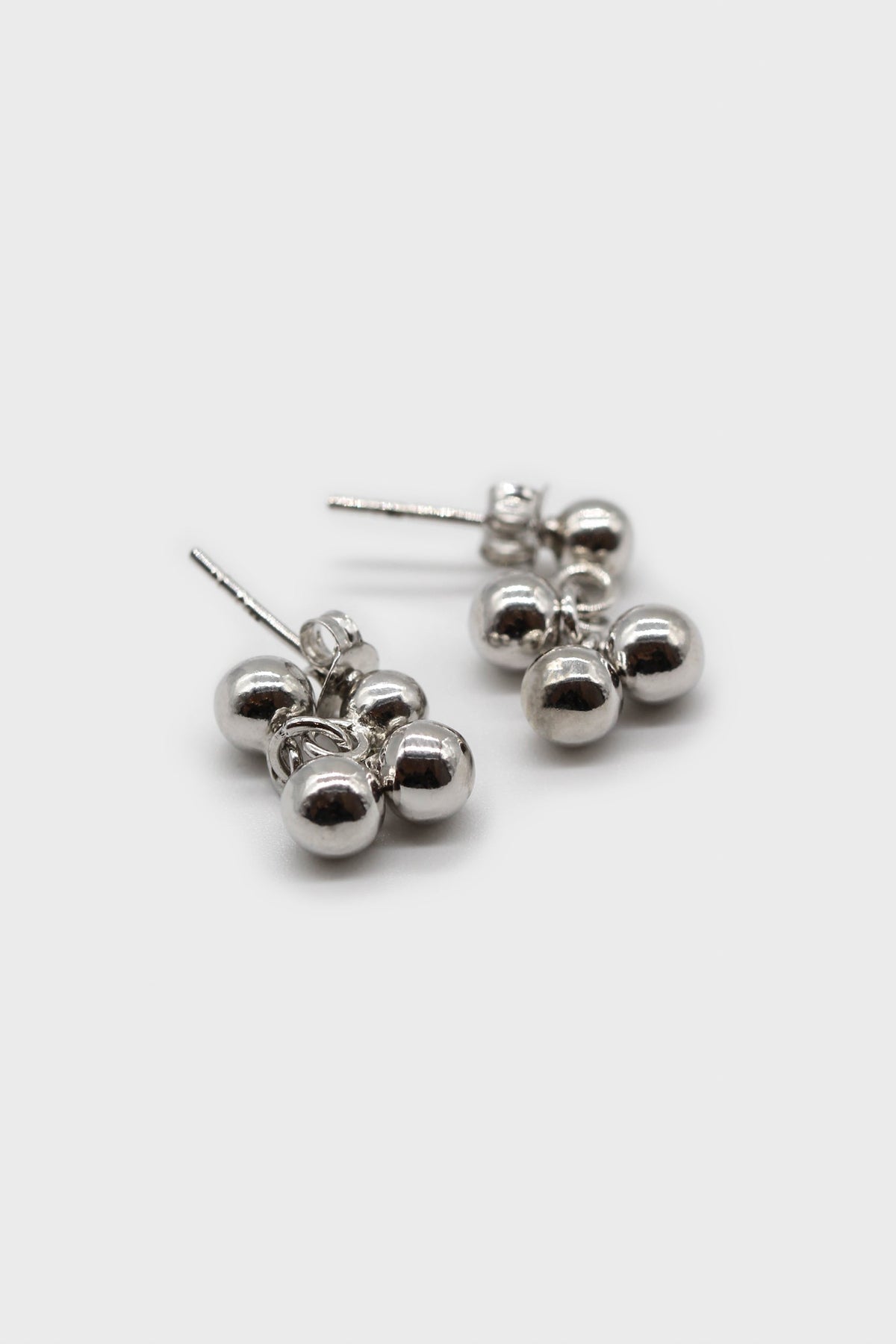 Silver small ball cluster earrings