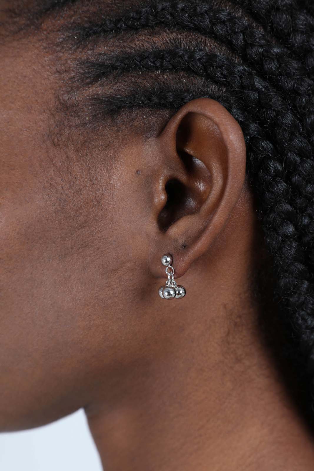 Silver small ball cluster earrings