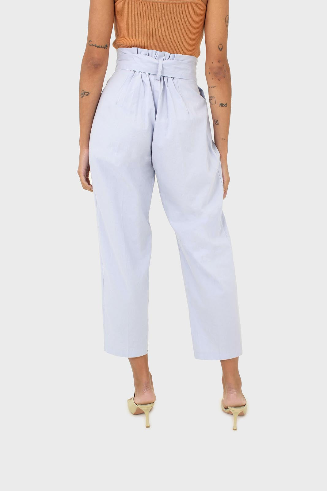 Pale blue circle belt wide fit trousers
