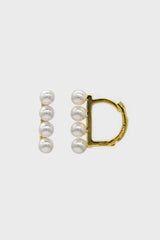 Gold small pearl D earrings