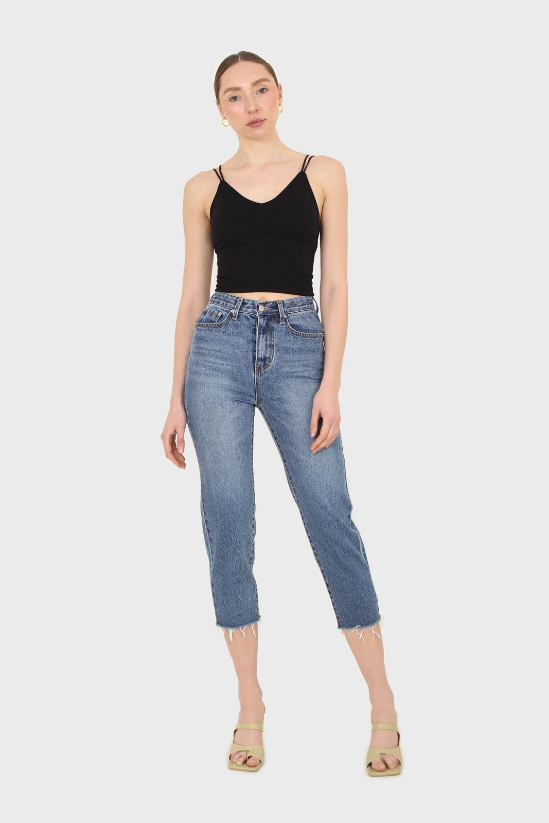 Mid blue slit boyfriend jeans - 770