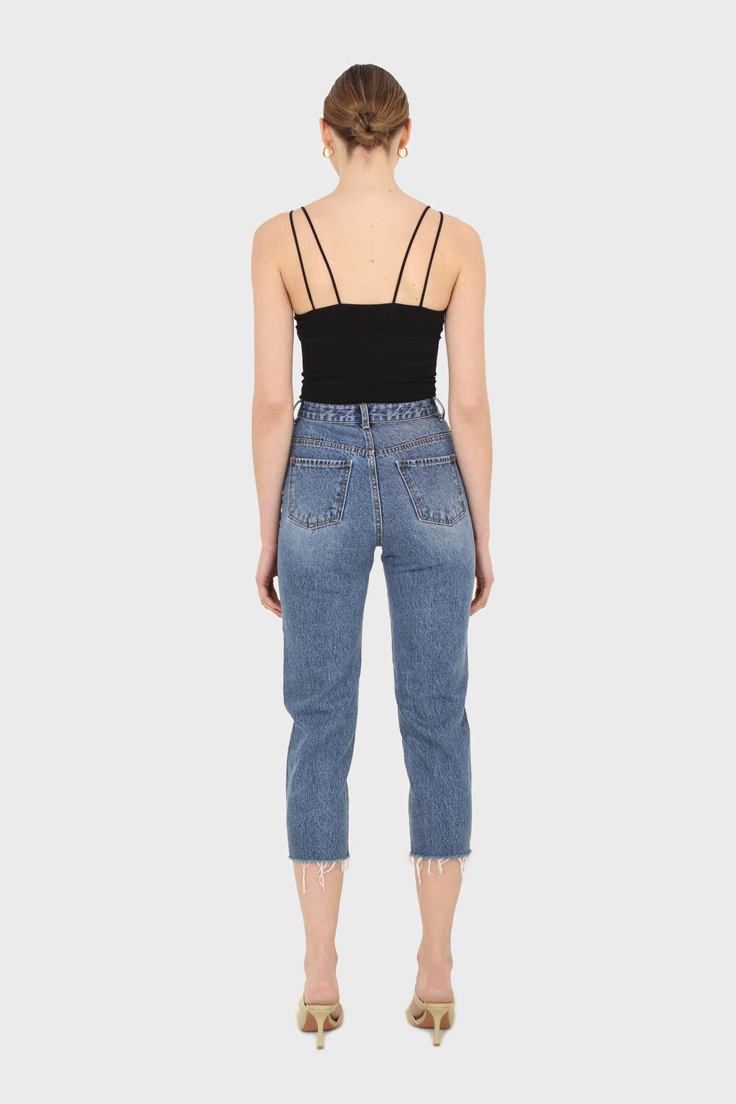 Mid blue slit boyfriend jeans - 770