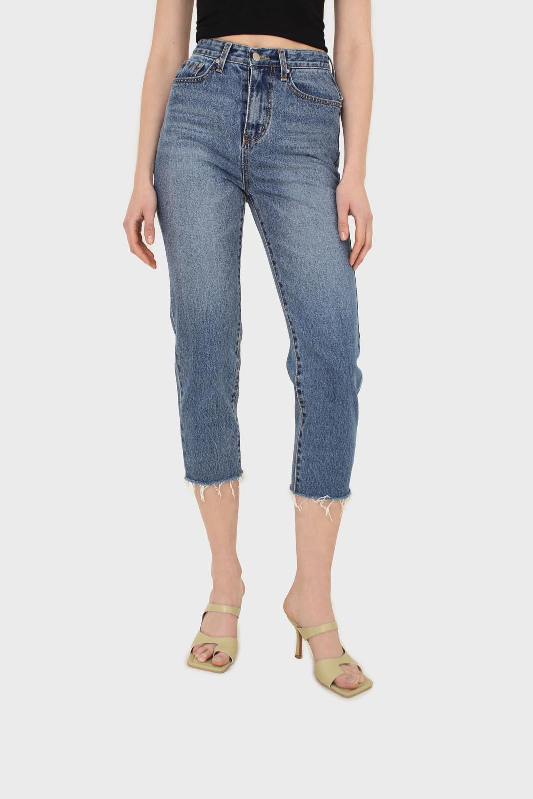 Mid blue slit boyfriend jeans - 770