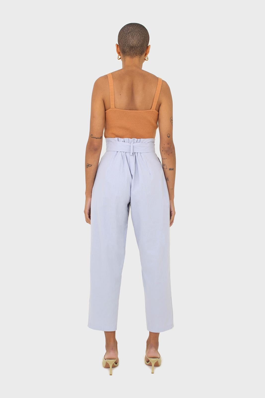 Orange thin strap ribbed knit tank