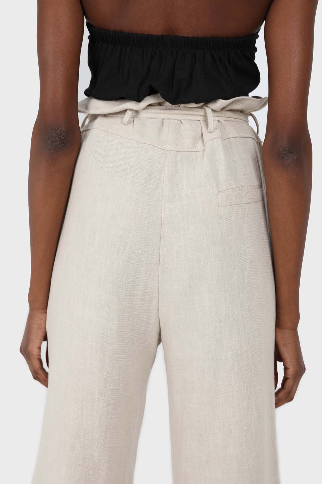Black open button front linen bustier