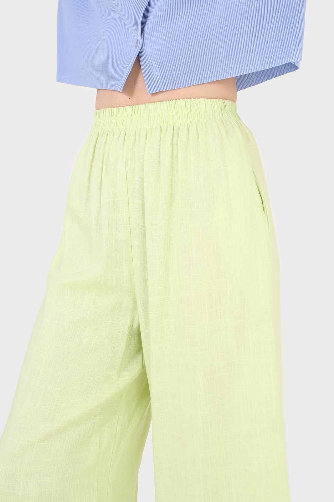 Neon green loose fit linen trousers